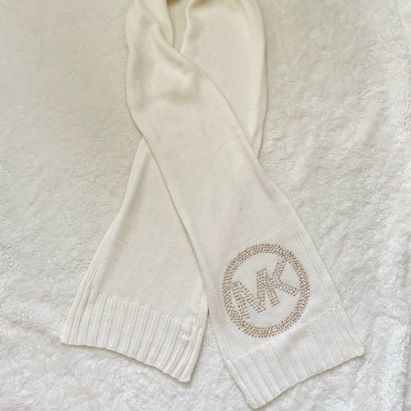Michael Kors Cream with Bronze Gold Rhinestones Scarf - Picture 1 of 5